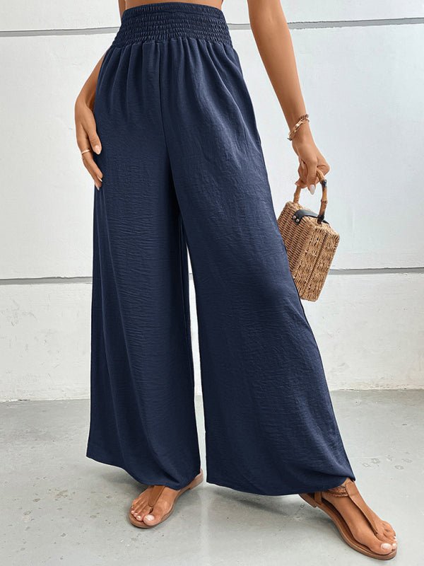 New casual solid color flared wide - leg pants - Bottoms